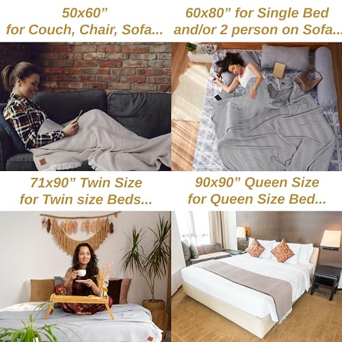 GOLD CASE HOME COLLECTION Retro 100% Recycled Cotton Grey Throw Blanket for Couch - Couch Throw Blankets - Living Room Decorative Boho Throws for Bed - Outdoor Blanket - Couch Throw Blanket - 60x80 - color: Retro Grey, size: 60x80"