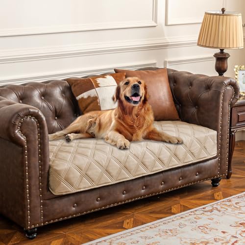 Ameritex Waterproof Dog Bed Cover Pet Blanket with Anti-Slip Back for Furniture Bed Couch Sofa - color: Beige, size: 30x53 Inch (Pack of 1)