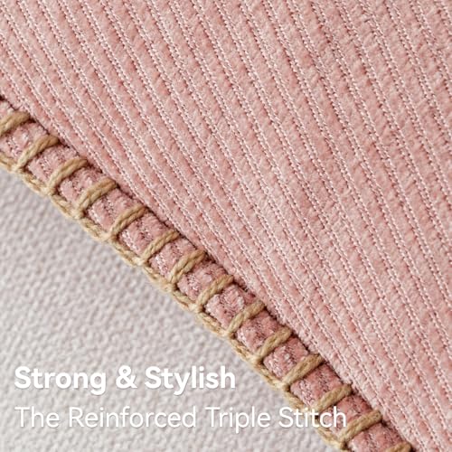 a moment Pack of 2 Decorative Chenille Throw Pillow Covers with Twill Cushion Covers for Sofa Living Room Couch Bed 18x18 Inch,Crafted Border Blush Pink - color: 1.crafted Border Blush Pink, size: 18" x 18" (Pack of 2)