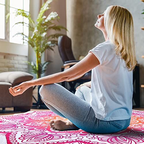 Large Microfiber Boho Mandala Beach Towel Round Bohemian Beach Blanket Hippie Indian Throw Blanket Beach Tapestry Sand Free Quick Dry Yoga Picnic Mat Wall Decor Circle Tablecloth Tassels,59'',Purple - color: Purple Mandala