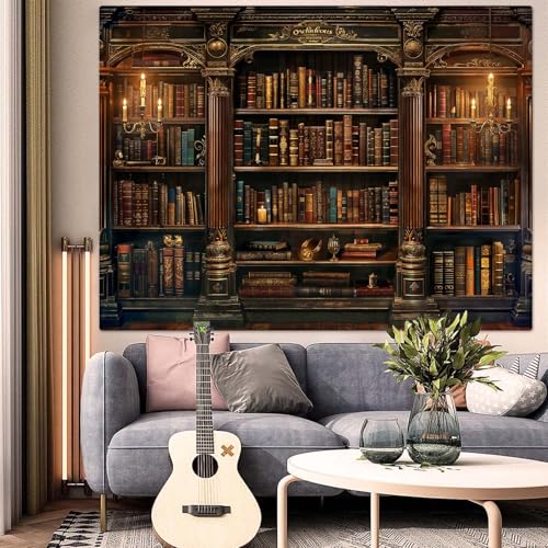 Accnicc Vintage Bookshelf Tapestry Medieval Art Book Tapestries Wall Hanging Gothic Dark Academia Retro Library Backdrop Tapestry for Bedroom Living Room Dorm Study Classroom 60 × 44 inch - color: Brown, size: 60"L x 44"W