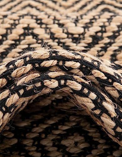 Unique Loom Braided Jute Collection Area Rug - Assam (1' 2" x 8' Table Runner, Black/ Natural) - color: Black/Natural, size: 1'2" x 8' (Rectangular)