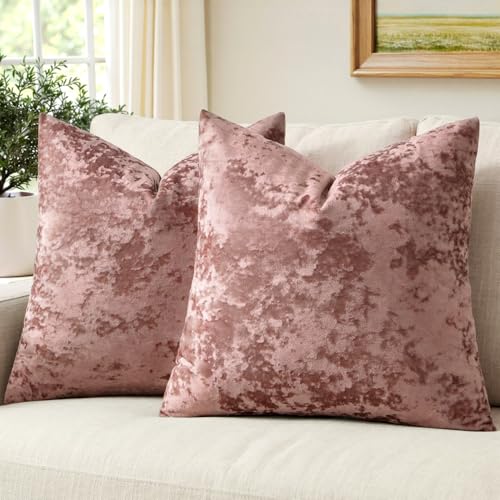 MIULEE Velvet Throw Pillow Covers Set of 2, Soft Neutral Decorative Valentine Spring Pillow Cases with Luxurious Textured Cushion Covers for Home Decor Couch Sofa Bed,Dusty Rose Pink 18x18 inch - color: Dusty Rose Pink, size: 18" x 18" (Pack of 2)