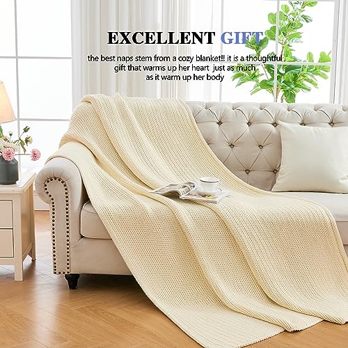 L'AGRATY Knitted Weighted Blanket - 60"x80", 15lbs Cooling Chunky Knit Heavy Blanket for Adults, Braided Crochet Throw, Thick Cable Yarn, Machine Washable - color: Cream White, size: 60" x 80" | 15 lbs