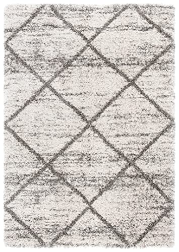 SAFAVIEH Hudson Shag Collection Accent Rug - 2' x 3', Grey & Beige, Modern Trellis Design, Non-Shedding & Easy Care, 2-inch Thick Ideal for High Traffic Areas in Foyer, Living Room, Bedroom (SGH281J) - color: Grey/Beige, size: 2' x 3' (Rectangular)