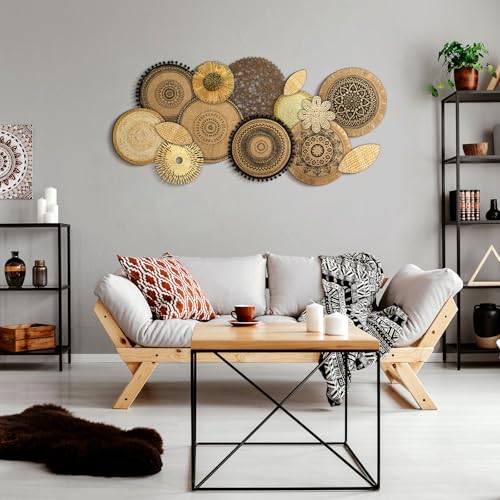 Xuhal 15 Pcs Boho Wall Basket Decor Handcrafted Seagrass Woven Wall Basket Rustic Round Woven Hanging Art for Home Farmhouse Kitchen Table Living Room(Mixed Colors Style) - style: Mixed Colors Style