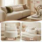 14x36 Inch Long Lumbar Cover Lumbar Pillow Cover Textured Boucle Throw Pillow Covers Breathable Cushion Case Rectangle Pillow Cases for Couch Sofa Chair Bed Home Decor Indoor Outdoor Cream