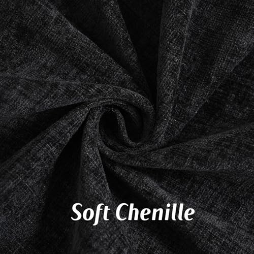 FUTEI Pack of 2 Solid Scalloped Bordered Throw Pillow Covers 16x16 Inch Soft Chenille Decorative Cushion Cases Farmhouse Accent for Couch Bed Living Room, Black - color: Black, size: 16" x 16" (Pack of 2)