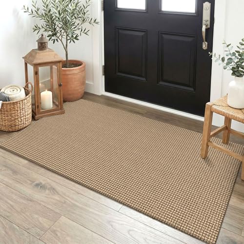 EARTHALL Woven Runner Rug 2x4 Ft Washable Runners for Hallways Cotton Non Slip Eentryway Runner Braided Indoor Floor Carpet for Kitchen, Hallway, Kitchen, Doormat, Orange/Tan/Brown - color: Orange/Tan/Brown, size: 2' x 4' (Runner)