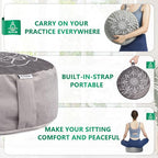 Hihealer Meditation Cushion, Traditional Tibetan Meditation Pillow Velvet Cover - Large Floor Cushion Seating for Adults - Yoga Buckwheat Bolster for Women、Moms - color: Calmly Grey & White