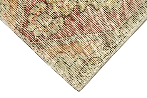 1'5" x 2'7" - 44 x 79 Cm Overdyed Beige Bohemian Wool Cotton Handmade Handknotted Vintage Turkish Area Rug for Living Room Bedroom Nursery Hallway Indoor