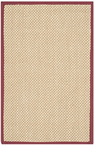 SAFAVIEH Area Rug 2x3 - Natural Fiber Collection - Maize & Burgundy, Sisal, Woven Design with Border (NF141D) - color: Maize/Burgundy, size: 2' x 3' (Rectangular)