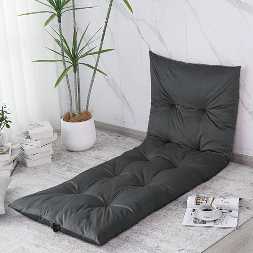 BALAPET Floor Lounger Pillow,Foldable Light Thick Tufted Floor Pillow Cushion with Elasticized Webbing for Easy Storage Floor Lounger for Meditation, Playing, Yoga, Reading, Sleeping(Dark Gray) - color: Dark Gray