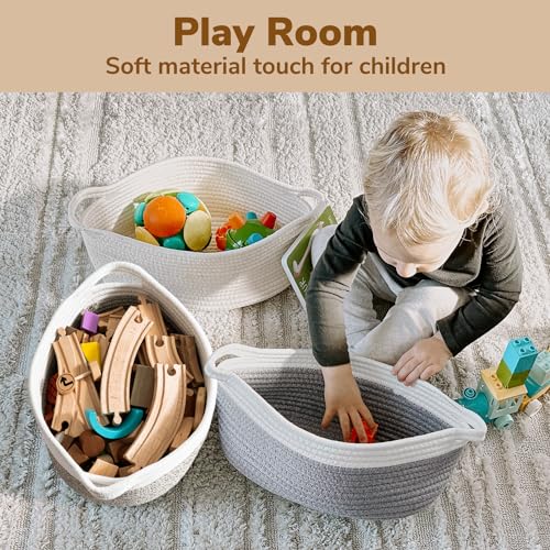 Goodpick Small Woven Baskets for Organizing, Dog Toy Basket, Storage Baskets with Handles, Gift Cute Basket for Decor 12"X 8" X 5" Mixed Brown - color: Brown, size: 12x8x5 Inch (Pack of 1)
