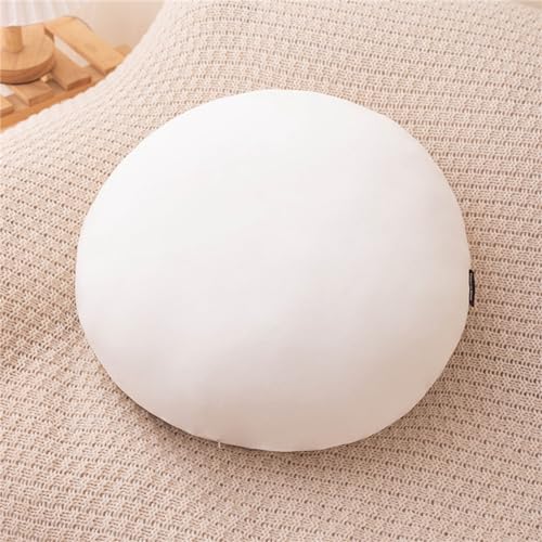 MOJUN Round Throw Pillow, 15.7" Soft Solid Color Round Sofa Lumbar Pillow Floor Pillow Home Decorative Pillow Cushion for Couch Car Living Room Bedroom, White - color: White