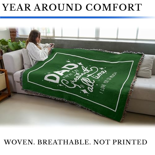 Pure Country Weavers Greatest Dad of All Time Blanket - Gift Tapestry Throw Woven from Cotton - Made in The USA (72x54) - color: Greatest Dad of All Time, size: 72x54
