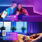 TJOY 50ft Bluetooth LED Strip Lights, Music Sync 5050 LED Light Strip RGB Color Changing LED Lights Strip with Phone Remote, LED Lights for Bedroom Kitchen TV Party TIKTOK DIY (APP+Remote +Mic) - size: 50 ft