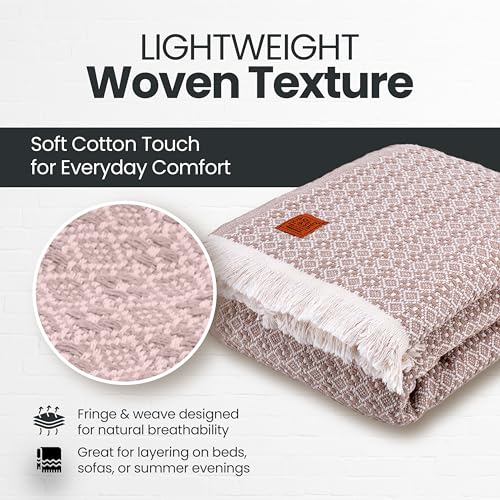 Gold Case Throw Blanket for Bed - 100% Recycled Turkish Cotton Blanket - Retro Lightweight Soft Throw Blankets for Bed & Living Room - Twin Size Cozy Blankets - 71x90 - Beige - color: Retro Beige, size: 71x90"