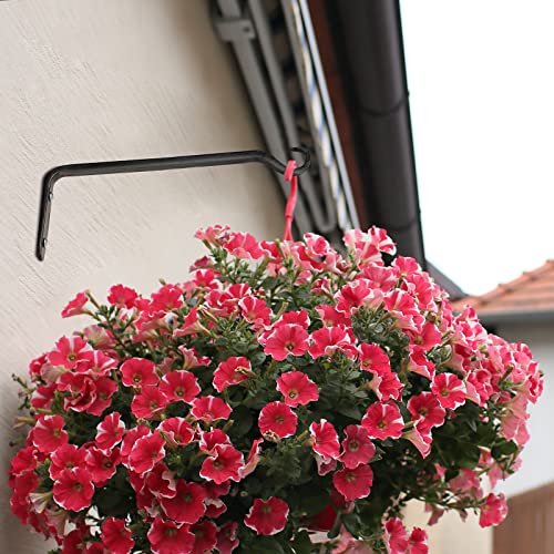 Worth Garden 6-Pack 10" Plant Hanger Bracket - Forged Wrought Iron Powder-Coated Heavy Duty Wall Hook - Black Plant Hanging Hooks - Durable and Stable for Bird Feeders, Planters Indoor & Outdoor - color: Black, size: 10" Length