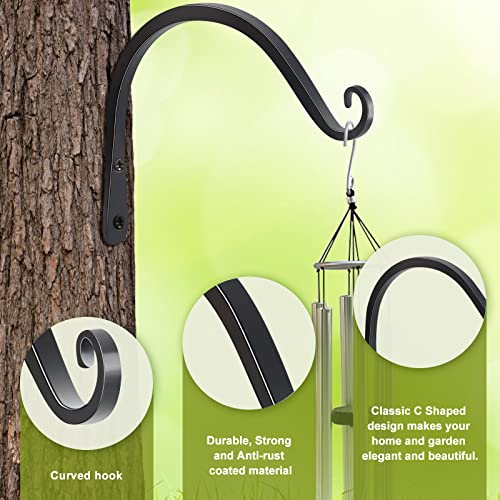 FEED GARDEN Heavy Duty Plant Hangers Outdoor Indoor, 8 Inch 2 Pack Metal Hanging Bracket Holds Up to 44 lbs, Wall Brackets for Hanging Baskets, Bird Feeders,Wind Chime& Lanterns, Black - color: Black-C, size: 8 Inch