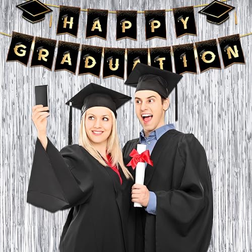 Silver Streamers Metallic Party Backdrop - GREATRIL Foil Fringe Tinsel Curtain for 2026 NYE/Birthdays/Prom/New Years/Graduations/Photo Booth, 8.2ft x 3.2ft - Pack of 2 - color: Pure Silver