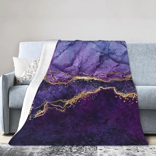 Purple Golden Throw Blanket for Couch Chair Sofa Bed, Flannel Soft Abstract Marble Print Modern Stripe Luxury Seasonal Blanket for Bedroom Living Room Car, Warm Cozy Blankets for All Season 30"x 40" - color: Marble01, size: 30X40 inch
