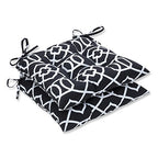 Pillow Perfect Trellis Indoor/Outdoor Tufted Wicker Chair Pad With Ties, 2 Count, 18.5 x 19, Black Kirkland Black - color: Black Kirkland Black