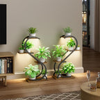 LATIBELL Plant Stand Indoor with Grow Light, 4 Tiered Metal Plant Shelf indoor, 29'' Plant Stands for Indoor Plants Multiple, Flower Stands for Indoor Plants Living Room, Patio, Balcony (2 Pack)