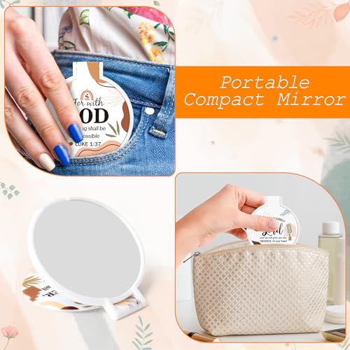 Y1tvei Bible Verse Folding Mirrors - 36Pcs Boho Christian Gifts Bulk Bible Verse Folding Compact Mirrors Inspirational Small Portable Round Pocket Makeup Mirror for Purse Church Party Favors for Women - color: Brown-boho