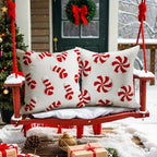 Fourluoo Christmas Trees Pillow Covers 18x18 Inch Double Sided Foil Plush White Red Green Soft Plush Faux Fur Christmas Throw Cushion Case for Sofa Living Room (4 Pcs, Candy Can, 18"×18") - style: Candy Can