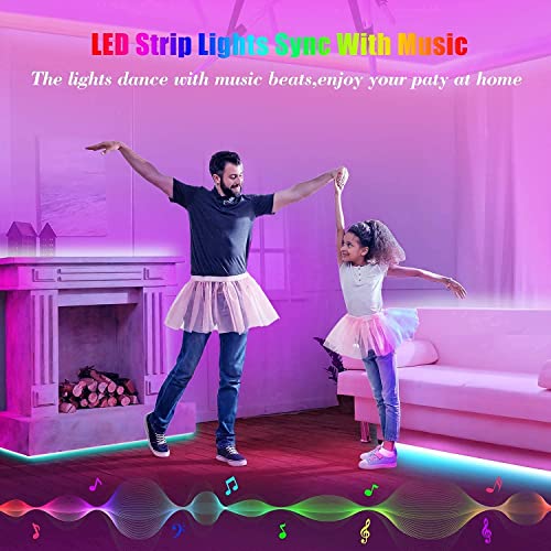 Tenmiro 65.6ft Led Strip Lights Smart Led Light Strips Music Sync Color Changing LED Lights App Control Led Lights for Bedroom Party Home Decoration - size: RGB 65.6FT