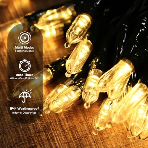 Battery Operated String Lights - 4 Pack Total 66ft 200 LEDs Warm White Christnas Lights with Timer, 8 Modes Waterproof Twinkle Lights for Indoor Outdoor Xmas Tree Wreath Party Holiday Decorations - color: Warm White, size: 4 Pack