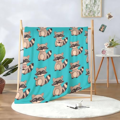 Raccoon Pattern Blanket, Cute Animal Flannel Throw Blanket for Couch Bed Or Chair, Luxury Lightweight Comfy Blankets Home Decor Gift(1) 30x40in(76 * 102cm) - color: Style, size: 30x40in(76*102cm)