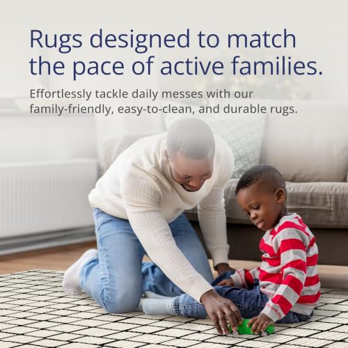 Abani Neutral Collection Cream Area Rug 8' x 10' for Living Room, Dining Room, Family Room - Modern Design - Durable & Easy to Clean - color: Squares, size: 8' x 10' (Rectangular)