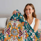Throw Blanket for Couch,Bohemia Terracotta Flower Soft Flannel Bed Blankets Fluffy Throws Tribal Abstract Aesthetic Cozy Warm Plush Striped Blanket for Sofa Bedroom Living Room,60x80in - size: 60x80in