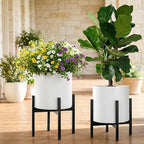 FaithLand Mid Century Plant Stand Indoor Outdoor(Plant Pot Not Included), Holds Planters with a Maximum Width of 14 Inch, Metal Planter Stand, Potted Plant Holder, Black - Width Not Adjustable - size: 14 inch