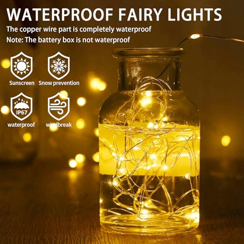 12 Pack Warm White Fairy Lights Battery Operated, 7ft 20 LED Mini String Twinkle Lights for Christmas Halloween Mason Jars Centerpiece Table Decorations (12, Warm White) - color: Warm White