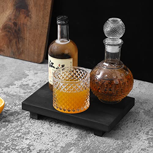 zoocatia Small Wood Tray Pedestal Stand Farmhouse Bathroom Decor Decorative Wooden Riser Kitchen Soap Dish Holder for Vanity, Counter, Sink, 9" x 5.9" - Black - color: Black, size: 9" x 5.9" x 1.6"