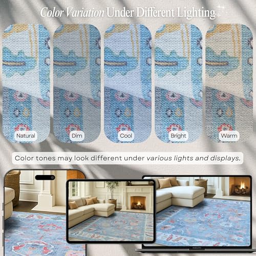 Fame Rugs Modern Oushak Rug 2x3, Vintage Doormat Turkish Colorful Oriental Antique Inspired Washable Small Area Rug, Luxury Living Room Bedroom (381LB, 2' x 3') - color: 381lb, size: 2' x 3' (Doormat)