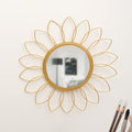 Gold Mirrors for Wall - Metal Sunburst Wall Mirror Room Decor & Home Decor, Boho Mirror Wall Decor Gifts for Women & Moms (Small, Flower)