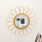 Gold Mirrors for Wall - Metal Sunburst Wall Mirror Room Decor & Home Decor, Boho Mirror Wall Decor Gifts for Women & Moms (Small, Flower)