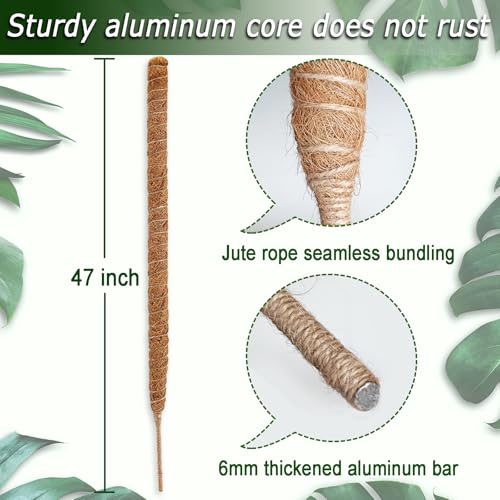 Bendable Moss Pole, 47 Inch Moss Poles for Plants Monstera, Tall Moss Poles for Climbing Plants Indoor, Large Moss Pole Support, Garden Trellis Plant Stand Stakes for Potted Plants, Pothos - color: 47 Inch