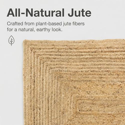 Super Area Rugs Farmhouse Jute Braided Rug - Reversible Natural Fiber- Eco Friendly Rug for Living Room - Kitchen - Entryway Hand Woven, Natural, Rectangle 2' X 3' - color: Natural, size: 2' x 3' (Rectangular)
