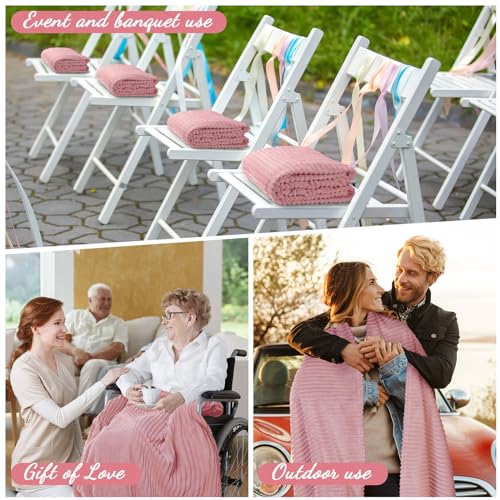 Buryeah 12 Pcs Flannel Throw Blanket Bulk 50 x 60 in Sleepover Blanket Outdoor Wedding Throw Lightweight, Oeko-tex Standard 100 Certified for Sofa Homeless Gifts (Dusty Pink) - color: Dusty Pink