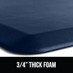 GORILLA GRIP Comfortable Cushioned Kitchen Mats for Floor, 39x20, Waterproof and Stain Resistant Soft Top, 3/4 Inch Thick Ergonomic Standing Desk Anti Fatigue Mat, Foam Supports Ankles and Feet, Navy