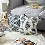 ArtSocket Set of 4 Throw Pillow Covers Ikat Tribal and Boho Bohemian Black Ethnic Herringbone for Ideas Decor Linen Outdoor Pillow Cases Home Decorative Square 18x18 Inches Pillowcases - size: 18" x 18" (Pack of 4)