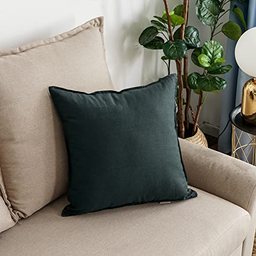 Jeanerlor Solid Cotton Linen Decoration 18"x18" Throw Pillow Cushion Case Special Pillow Cover Delicate Decorative Pillowcase for Couch/Bed/Chair,(45 x 45cm), Dark Green - color: Dark Green, size: 18" x 18" (Pack of 1)
