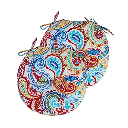 FUNHOME Bistro Chair Cushions 15 inch,Set of 2,Tufted Round Chair Cushions with Ties,15"x15"x4",Water Resistant Round Seat Cushion for Barstool Chairs,Patio Garden Kitchen Outdoor Furniture(Phoenix) - color: Phoenix, size: 15"x15"