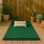 Open Road Goods Solid Color Mexican Yoga Blanket – Large Handwoven Throw for Yoga, Beach, Camping or Home – Soft and Durable Cotton Blend - color: Green Blanket