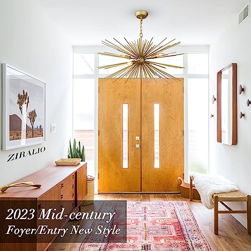31in Modern Gold Sputnik Chandelier 4-Light Mid-Century Starburst Chandelier Light Fixture Over Table Large Satellite Chandeliers for Dining Room Foyer Entryway Kitchen Bedroom Living Room E12 - color: Golden 31" 4-Light